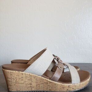Skechers Beverlee Sail Away Slip-On Canvas Wedge Sandals Natural Size Women's 10